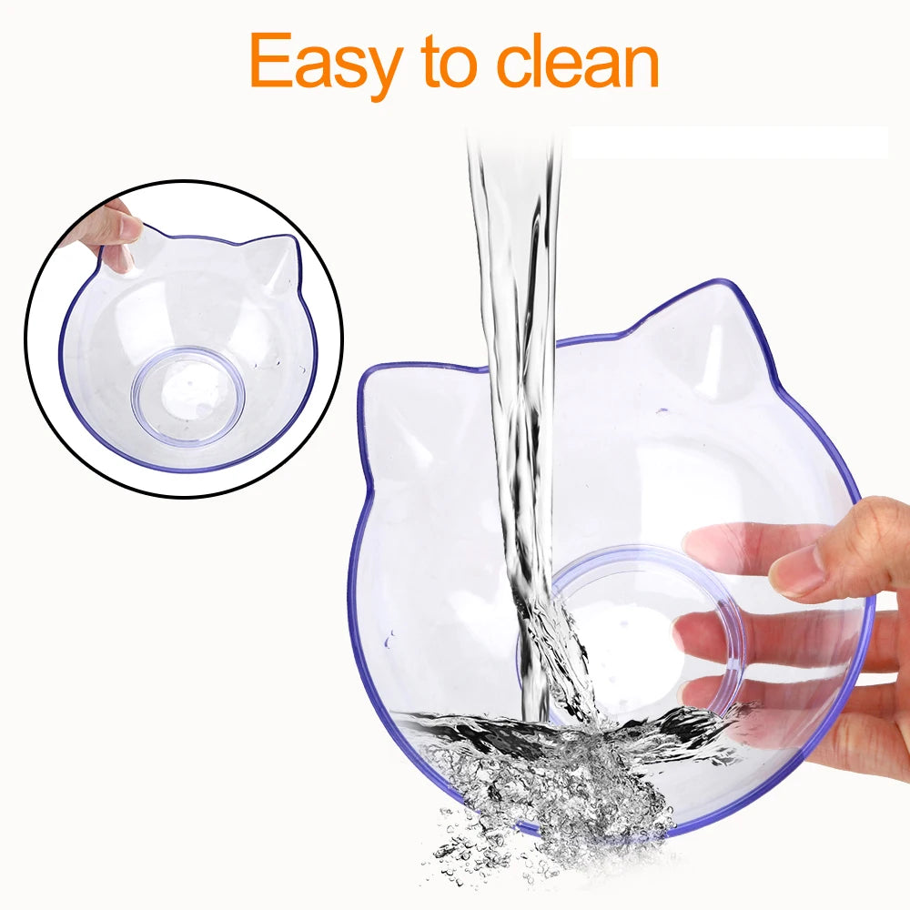 For Cats Dogs Feeders Non-slip Pet Food and Water Bowls Cat Bowl Feeding Products Pet Supplies With Stand Base Transparent