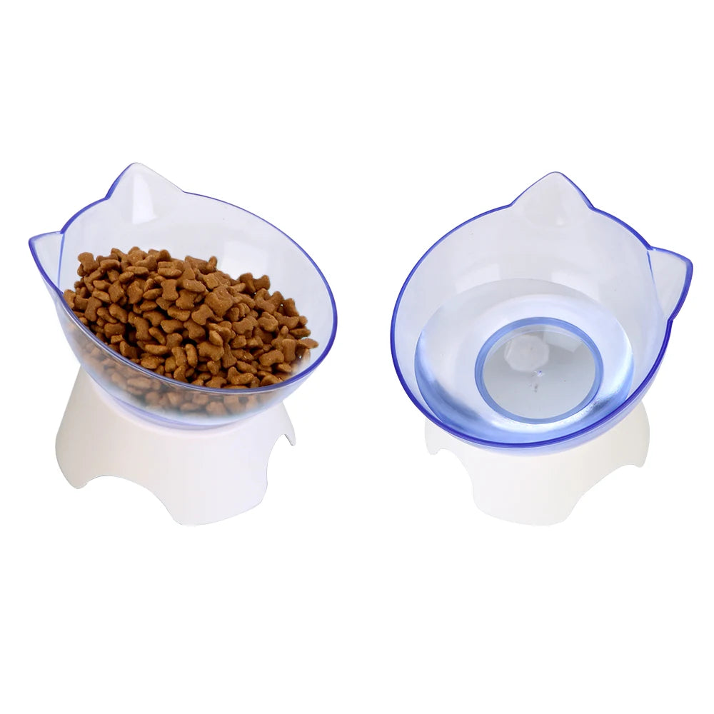 For Cats Dogs Feeders Non-slip Pet Food and Water Bowls Cat Bowl Feeding Products Pet Supplies With Stand Base Transparent