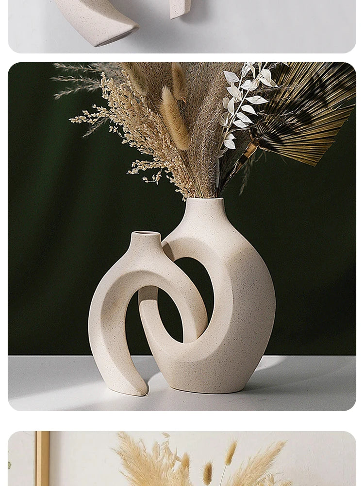 European Ceramic Vase Set Creative White Simple Home Decoration Living Room Entryway TV Cabinet Decoration