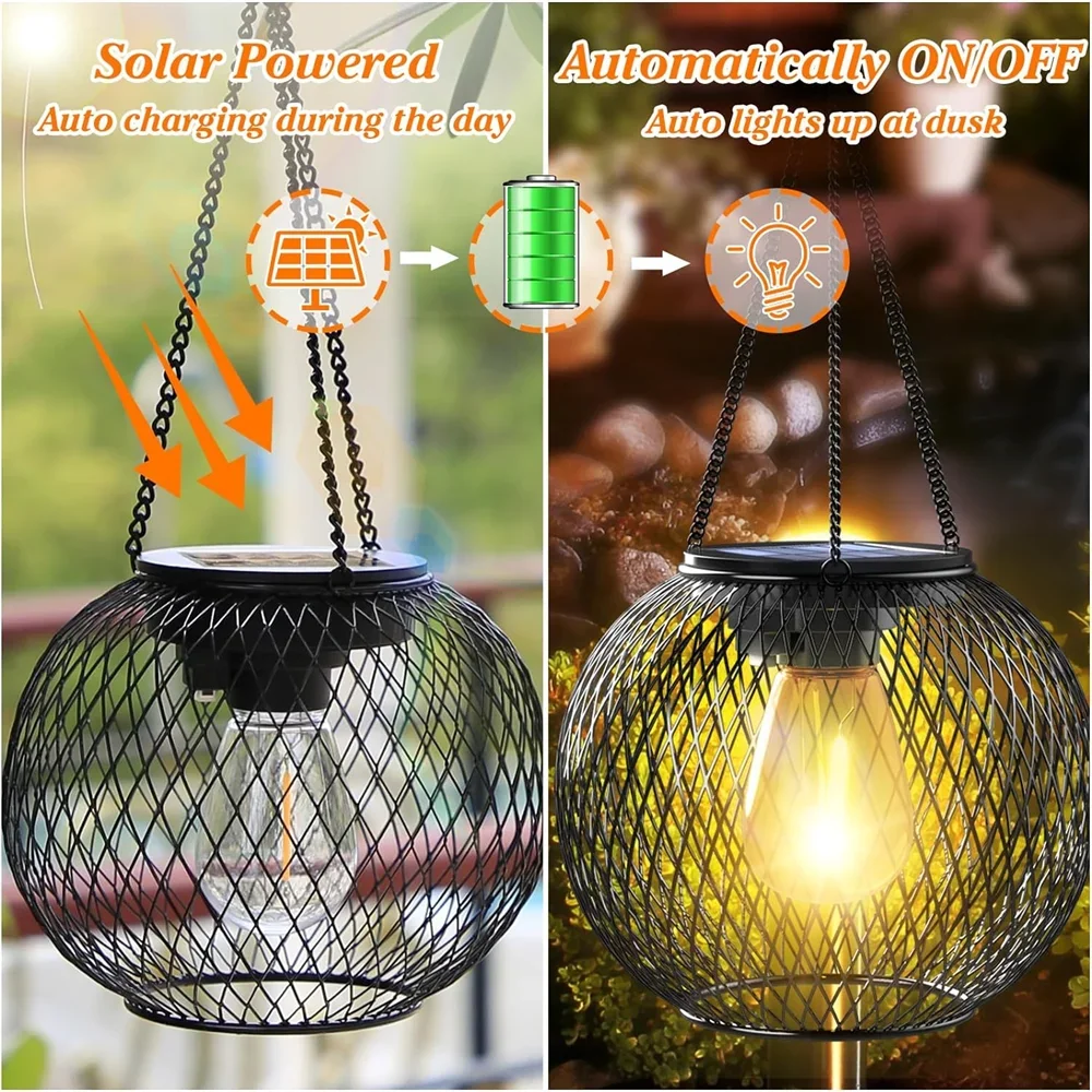 Solar Lantern Outdoor Ortiny Upgraded Solar Lights for Outside Decorative Outdoor Hanging Lights Waterproof Solar Lanterns new