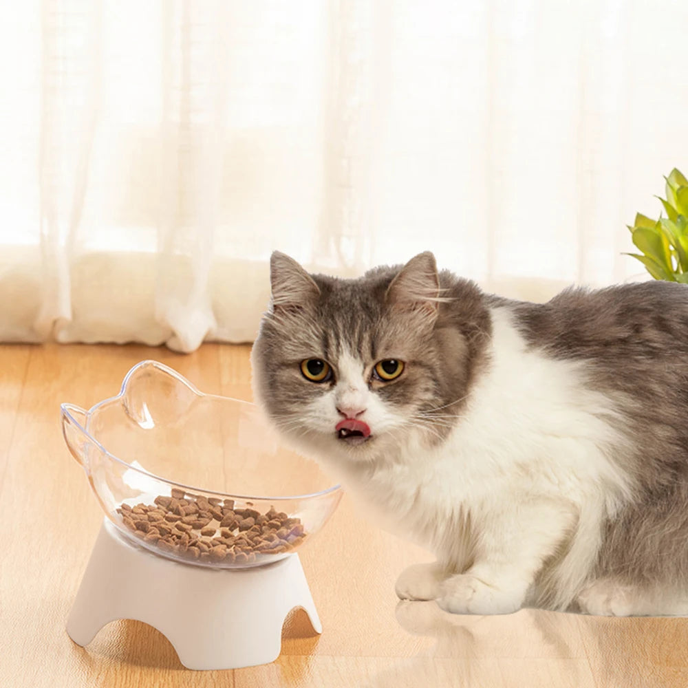For Cats Dogs Feeders Non-slip Pet Food and Water Bowls Cat Bowl Feeding Products Pet Supplies With Stand Base Transparent