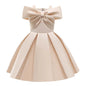 Girls Dresses 2025 Summer Off Shoulder A Line Casual Party Dresses Sweet Pink Bow Elegant Dress Size 6 Years Old Little Girls