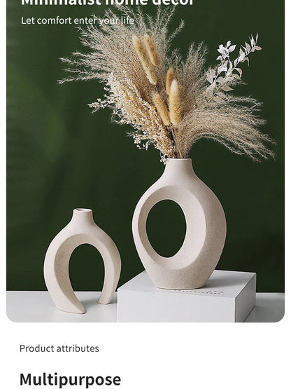 European Ceramic Vase Set Creative White Simple Home Decoration Living Room Entryway TV Cabinet Decoration