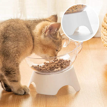 For Cats Dogs Feeders Non-slip Pet Food and Water Bowls Cat Bowl Feeding Products Pet Supplies With Stand Base Transparent