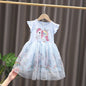 Girls Dress 2024 New Summer Princess Dresses Flying Sleeve Kids Clothes Unicorn Party Baby Dresses For Children Clothing 3-8Y
