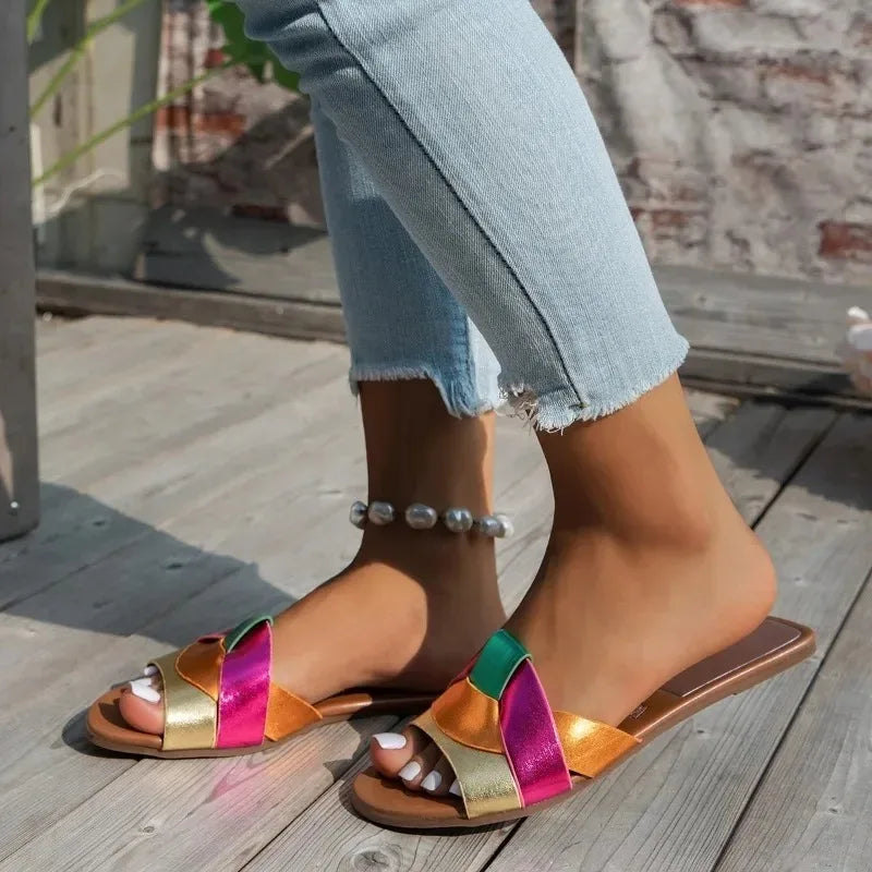 Designer New Sandals Low Heel Comfortable Slippers Sexy Peep Toe Shoes Luxurious Outdoor Beach Women's Breathability Shoes