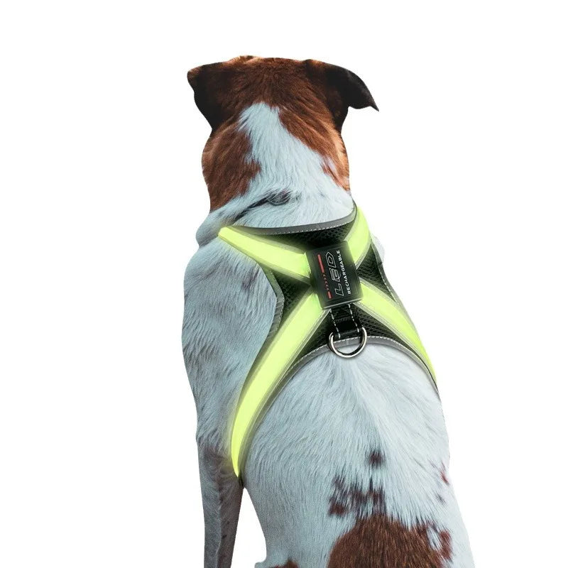 Pet Supplies Explosion-proof Flush Traction 8 Gears Color Changing Led Light Chest Braces Clothes Pet Collars